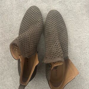 Lucky Brand Women's Perforated Tan Ankle Booties